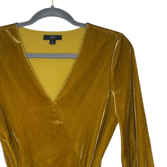 J. Crew Faux Wrap Velvet Top Blouse Mustard Size 0 - Picture 8 of 8